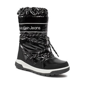 Czarne buty dziecięce zimowe Calvin Klein z jeansu