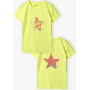 Żółta bluzka dziecięca 5.10.15. dla dziewczynek z jeansu