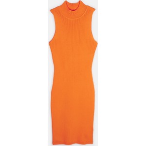 Pomarańczowa sukienka Gate mini bez rękawów z okrągłym dekoltem