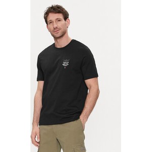Czarny t-shirt Aeronautica Militare z krótkim rękawem w stylu casual