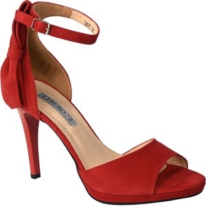Czerwone sandały Libero ze skóry na szpilce z klamrami