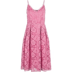 Różowa sukienka Y.A.S rozkloszowana mini z dekoltem w kształcie litery v