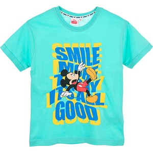 Turkusowa koszulka dziecięca Mickey dla chłopców z bawełny