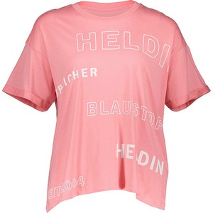 Różowy t-shirt Herrlicher w młodzieżowym stylu z okrągłym dekoltem