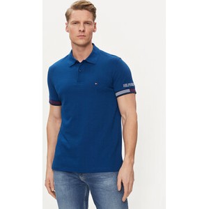 Niebieska koszulka polo Tommy Hilfiger z krótkim rękawem w stylu casual