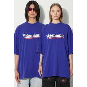Niebieski t-shirt Vetements z bawełny