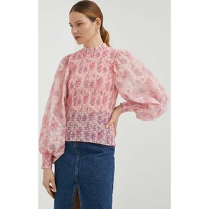 Różowa bluzka Bruuns Bazaar z okrągłym dekoltem