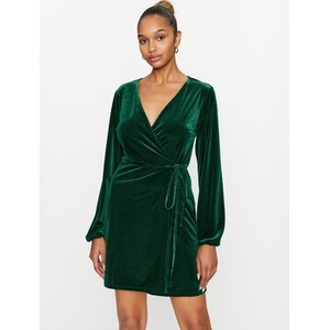 Zielona sukienka Vila prosta mini z długim rękawem