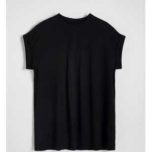 Czarny t-shirt Reserved w stylu casual z bawełny