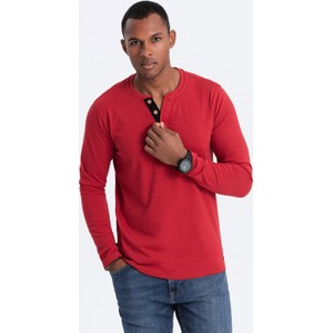 Czerwona koszulka z długim rękawem Ombre z bawełny w stylu casual z długim rękawem