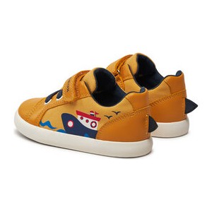 Żółte buty sportowe dziecięce Geox dla chłopców na rzepy