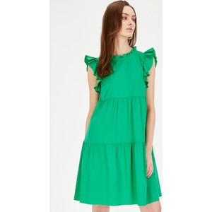 Zielona sukienka L’AF z krótkim rękawem z okrągłym dekoltem