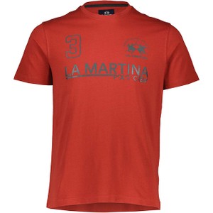 Czerwony t-shirt La Martina w młodzieżowym stylu z krótkim rękawem z bawełny