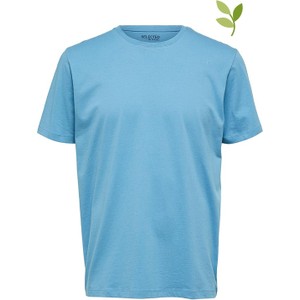 Niebieski t-shirt Selected Homme z krótkim rękawem w stylu casual