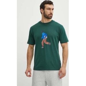 Zielony t-shirt New Balance w młodzieżowym stylu z bawełny