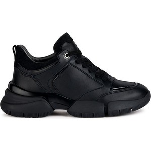 Czarne buty sportowe Geox z płaską podeszwą sznurowane w sportowym stylu