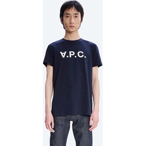 Niebieski t-shirt A.P.C. z bawełny