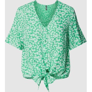 Zielona bluzka Pieces z krótkim rękawem w stylu casual