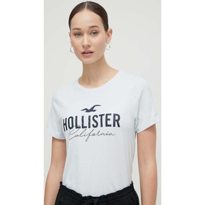 Bluzka Hollister Co. z bawełny z okrągłym dekoltem z krótkim rękawem