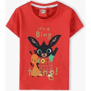 Czerwona bluzka dziecięca Bing dla dziewczynek z krótkim rękawem