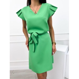 Zielona sukienka ModnaKiecka.pl z dekoltem w kształcie litery v z krótkim rękawem