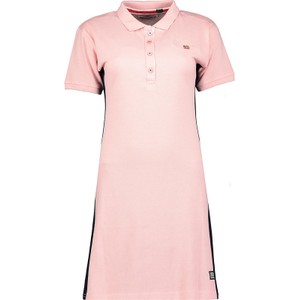 Różowa sukienka Geographical Norway z bawełny z krótkim rękawem