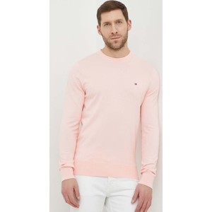 Różowy sweter Tommy Hilfiger z bawełny z okrągłym dekoltem