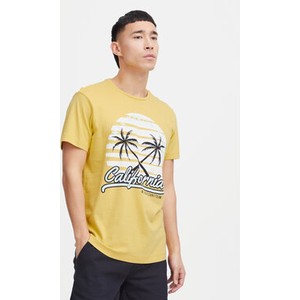 Żółty t-shirt Blend z krótkim rękawem w młodzieżowym stylu