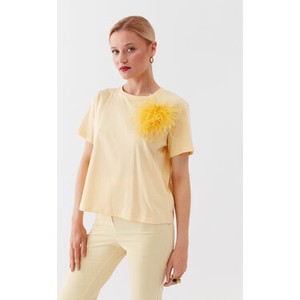 Żółta bluzka Patrizia Pepe w młodzieżowym stylu z krótkim rękawem