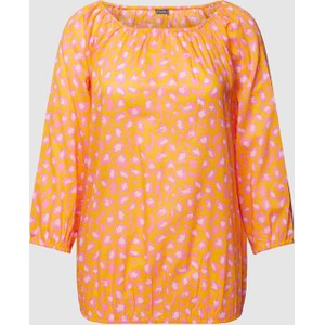 Pomarańczowa bluzka Montego z długim rękawem z bawełny w stylu casual