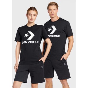 Czarny t-shirt Converse w sportowym stylu z krótkim rękawem z okrągłym dekoltem