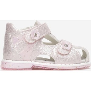 Różowe buty dziecięce letnie born2be w kwiatki dla dziewczynek
