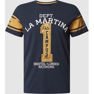 Granatowy t-shirt La Martina z bawełny