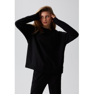 Czarna bluzka Diverse z bawełny z okrągłym dekoltem w stylu casual