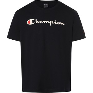 Czarny t-shirt Champion z krótkim rękawem z bawełny z nadrukiem