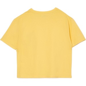 Żółty t-shirt Cropp z okrągłym dekoltem z bawełny z krótkim rękawem