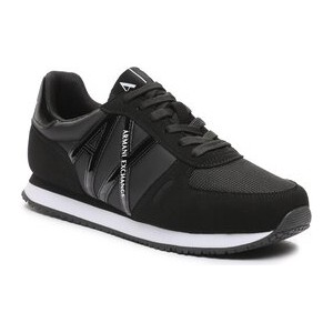 Czarne buty sportowe Armani Exchange z płaską podeszwą w sportowym stylu