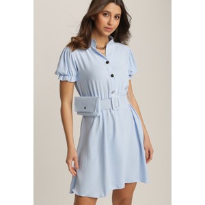 Niebieska sukienka Renee mini z krótkim rękawem w stylu casual