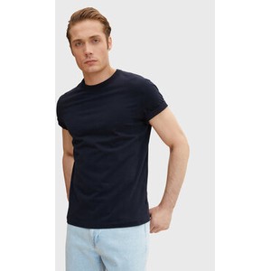 Granatowy t-shirt Tom Tailor w stylu casual z krótkim rękawem