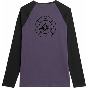 Fioletowa koszulka z długim rękawem 4F z długim rękawem z bawełny w młodzieżowym stylu