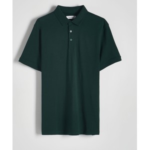 Zielona koszulka polo Reserved w stylu casual z bawełny z krótkim rękawem