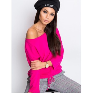 Różowa bluzka Basic Feel Good w stylu casual z bawełny