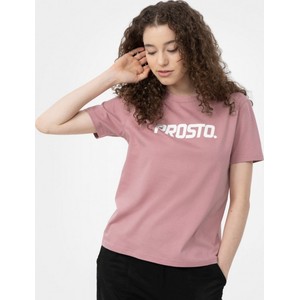Różowy t-shirt Prosto. w młodzieżowym stylu z bawełny