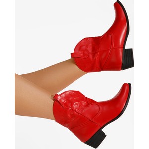 Czerwone botki Zapatos w stylu casual z płaską podeszwą