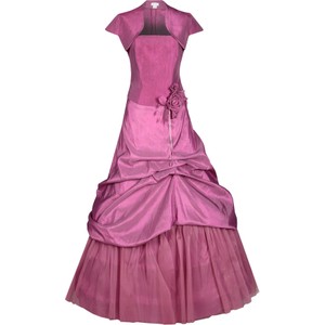 Fioletowa sukienka Fokus maxi z krótkim rękawem rozkloszowana