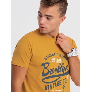 Żółty t-shirt Ombre w młodzieżowym stylu z krótkim rękawem z bawełny