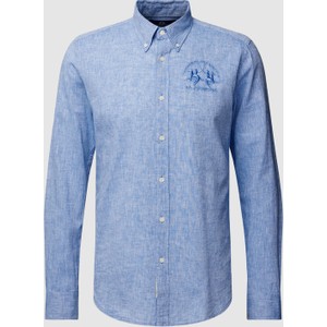 Niebieska koszula La Martina w stylu casual z długim rękawem z bawełny