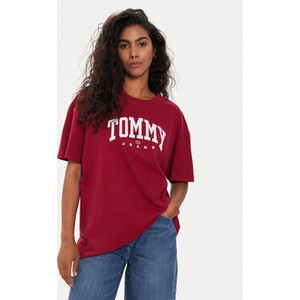 Czerwona bluzka Tommy Jeans z okrągłym dekoltem