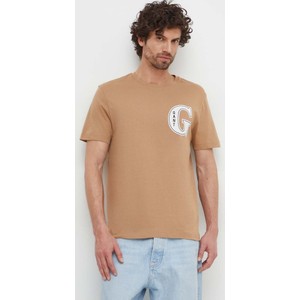 Brązowy t-shirt Gant z bawełny z krótkim rękawem w młodzieżowym stylu