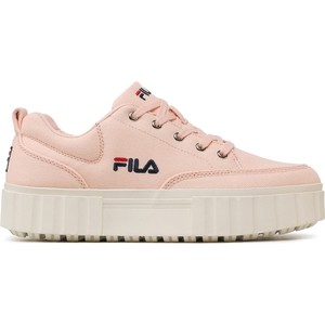 Różowe buty sportowe Fila sznurowane w sportowym stylu na platformie
